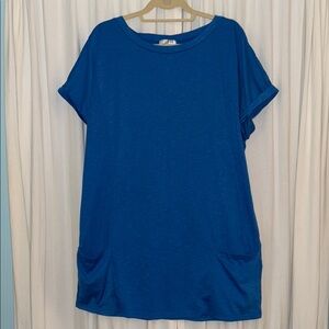 Women's Casual Loose Shirt Dress Swimsuit Cover Up with Pockets